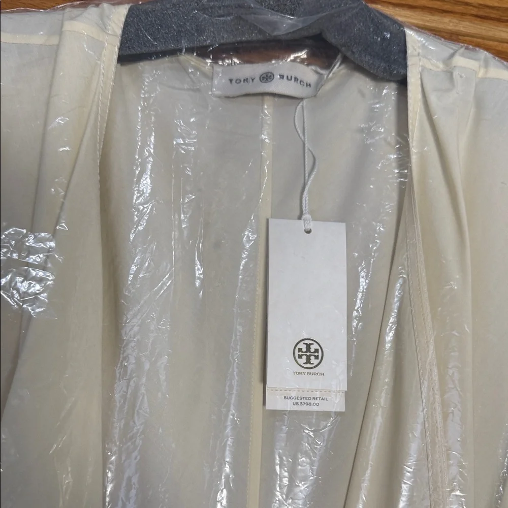 Beautiful Tory Burch Cream Maxi Wrap Dress for Wedding Guest